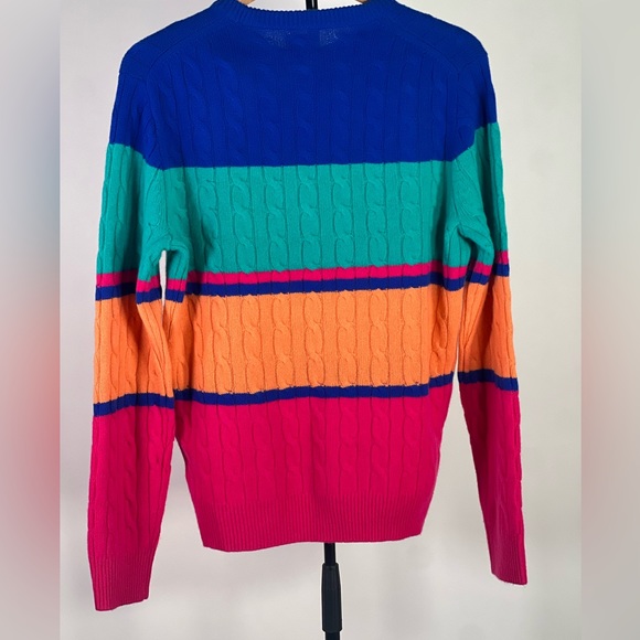 NWT J Crew Cashmere cable-knit sweater in stripe size M - Picture 3 of 10